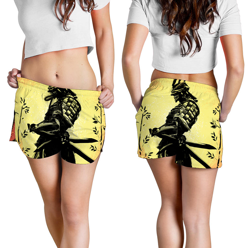 Sunset Samurai Warrior Print Women's Shorts