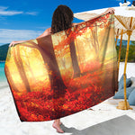 Sunshine Autumn Tree Print Beach Sarong Wrap