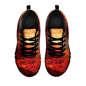 Sunshine Autumn Tree Print Black Sneakers