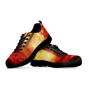 Sunshine Autumn Tree Print Black Sneakers