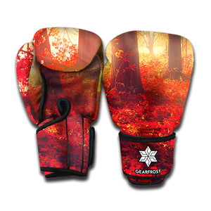 Sunshine Autumn Tree Print Boxing Gloves