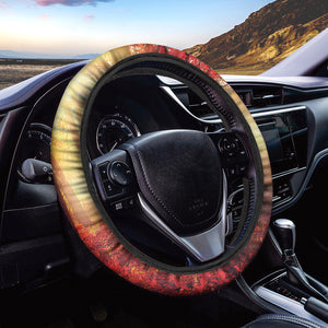 Sunshine Autumn Tree Print Car Steering Wheel Cover