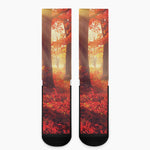 Sunshine Autumn Tree Print Crew Socks