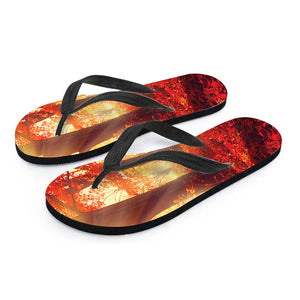 Sunshine Autumn Tree Print Flip Flops