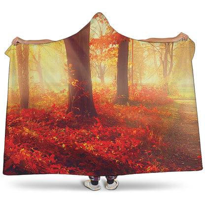 Sunshine Autumn Tree Print Hooded Blanket