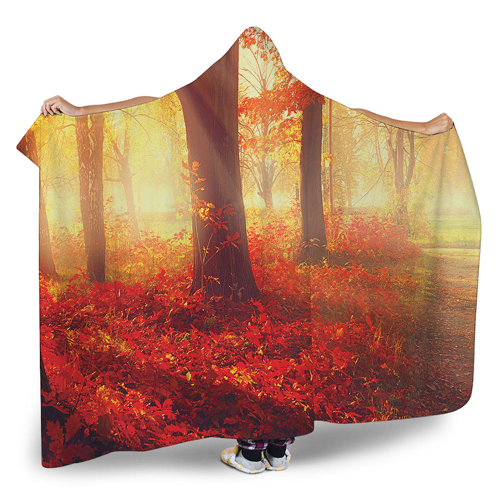 Sunshine Autumn Tree Print Hooded Blanket