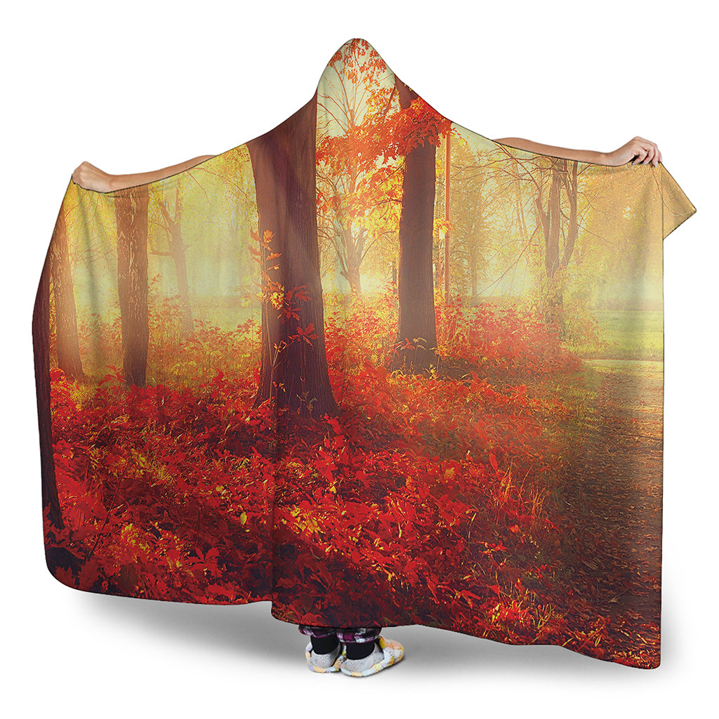 Sunshine Autumn Tree Print Hooded Blanket