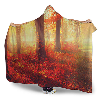 Sunshine Autumn Tree Print Hooded Blanket