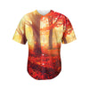 Sunshine Autumn Tree Print Men's Baseball Jersey