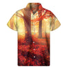 Sunshine Autumn Tree Print Men's Short Sleeve Shirt