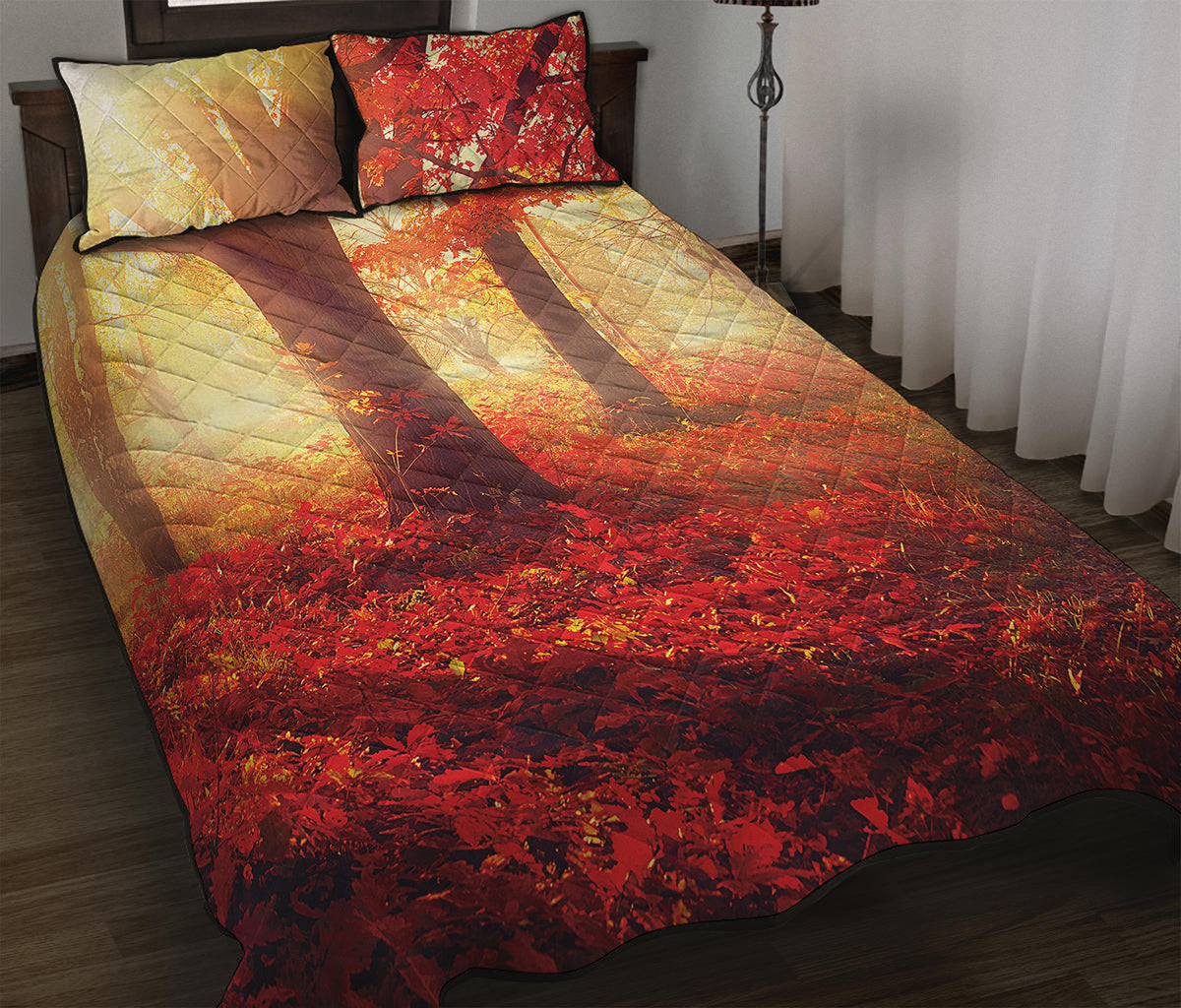 Sunshine Autumn Tree Print Quilt Bed Set