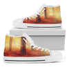 Sunshine Autumn Tree Print White High Top Shoes