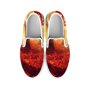 Sunshine Autumn Tree Print White Slip On Shoes