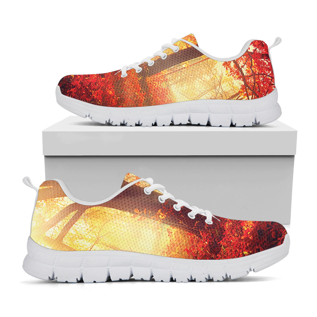 Sunshine Autumn Tree Print White Sneakers