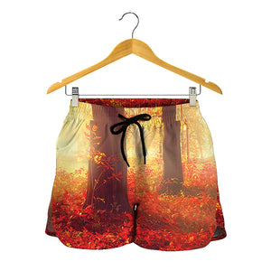 Sunshine Autumn Tree Print Women's Shorts