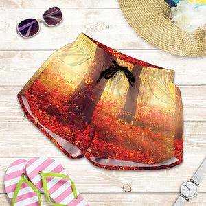 Sunshine Autumn Tree Print Women's Shorts