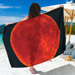 Super Blood Moon Lunar Eclipse Print Beach Sarong Wrap