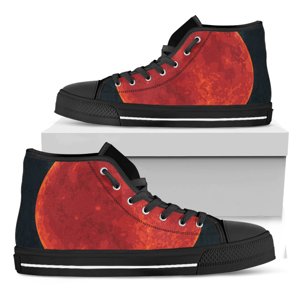 Super Blood Moon Lunar Eclipse Print Black High Top Shoes