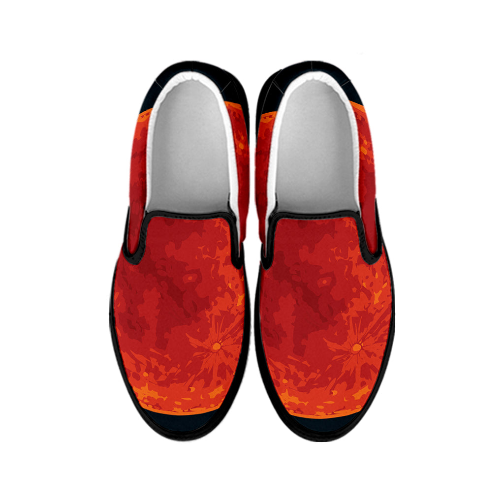Super Blood Moon Lunar Eclipse Print Black Slip On Shoes