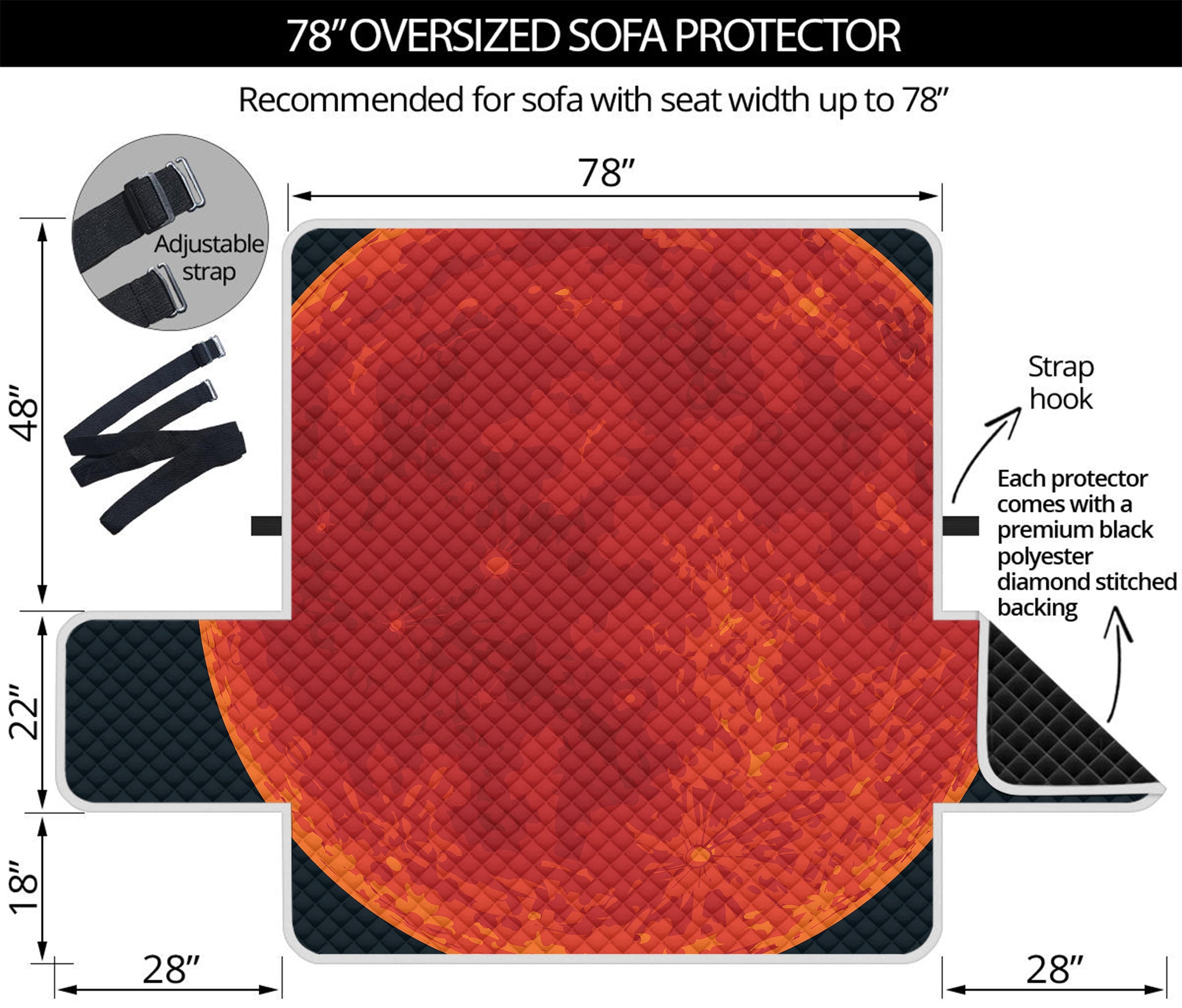 Super Blood Moon Lunar Eclipse Print Oversized Sofa Protector