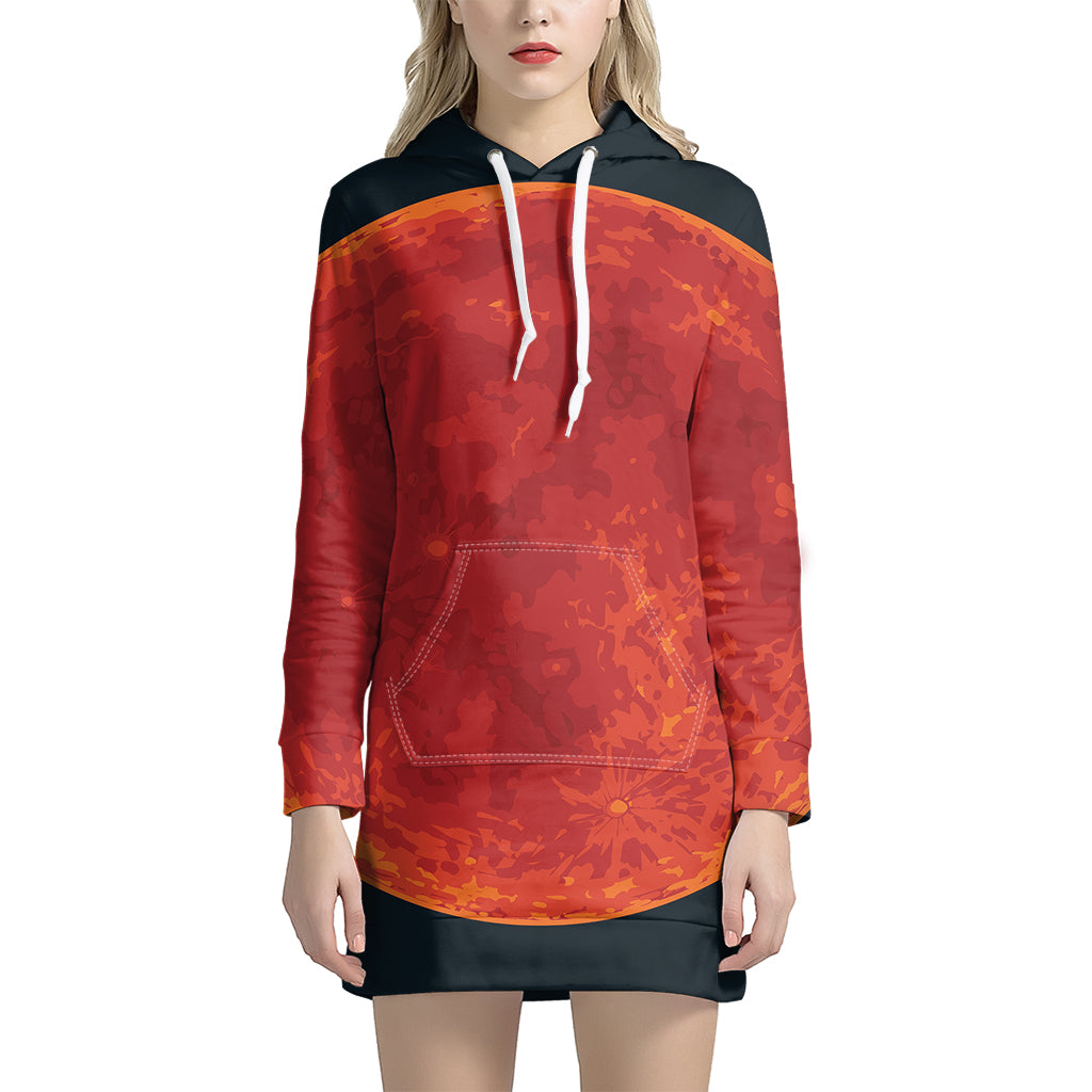 Super Blood Moon Lunar Eclipse Print Pullover Hoodie Dress