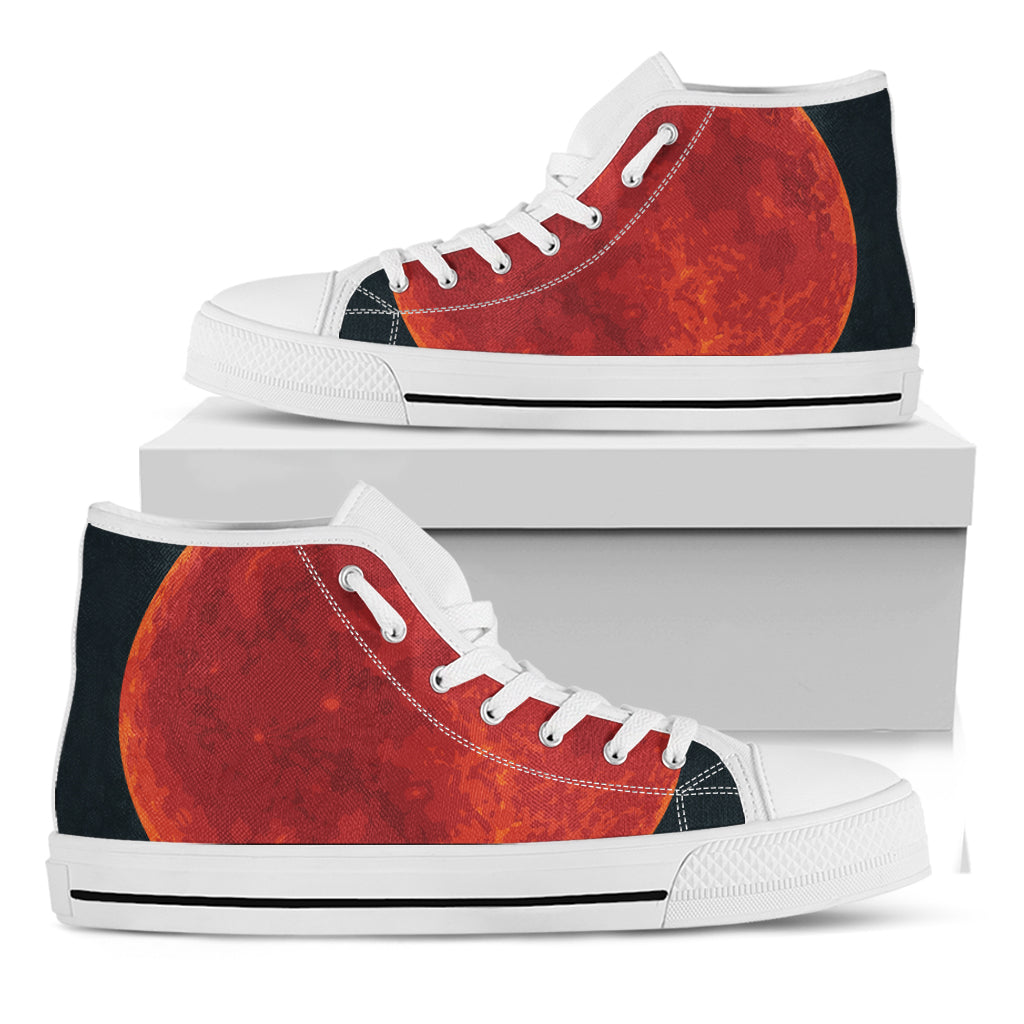 Super Blood Moon Lunar Eclipse Print White High Top Shoes