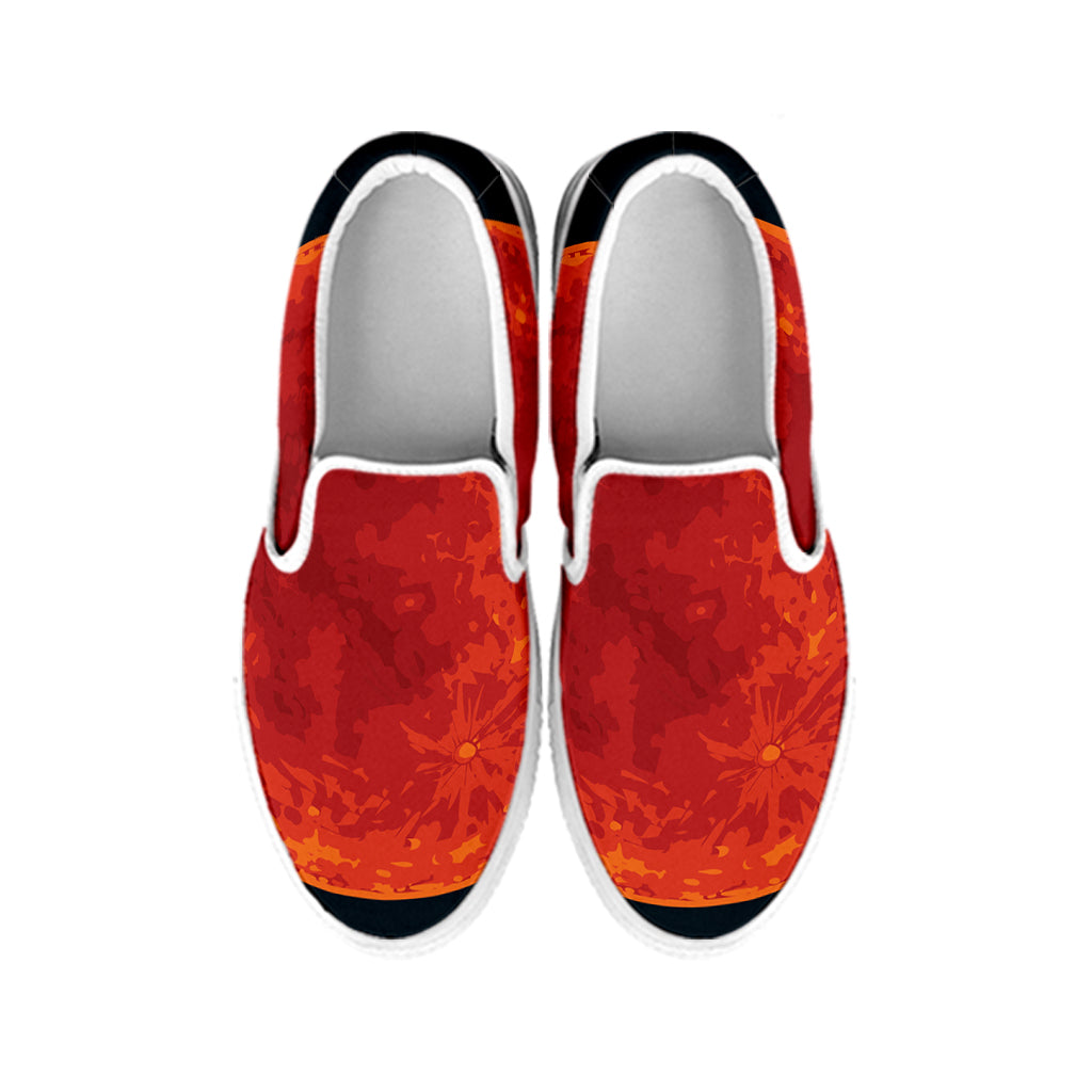 Super Blood Moon Lunar Eclipse Print White Slip On Shoes