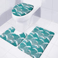 Surfing Wave Pattern Print 3 Piece Bath Mat Set