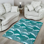 Surfing Wave Pattern Print Area Rug GearFrost