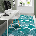 Surfing Wave Pattern Print Area Rug GearFrost