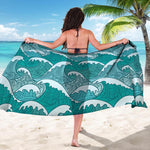 Surfing Wave Pattern Print Beach Sarong Wrap