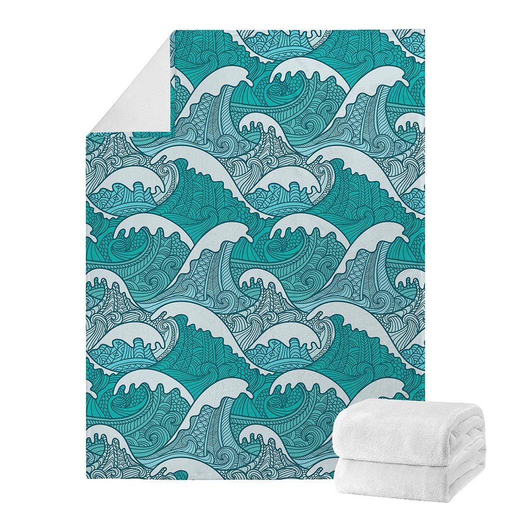Surfing Wave Pattern Print Blanket