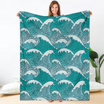Surfing Wave Pattern Print Blanket