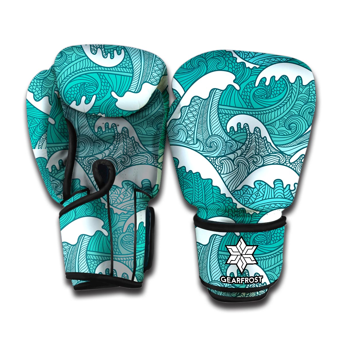 Surfing Wave Pattern Print Boxing Gloves