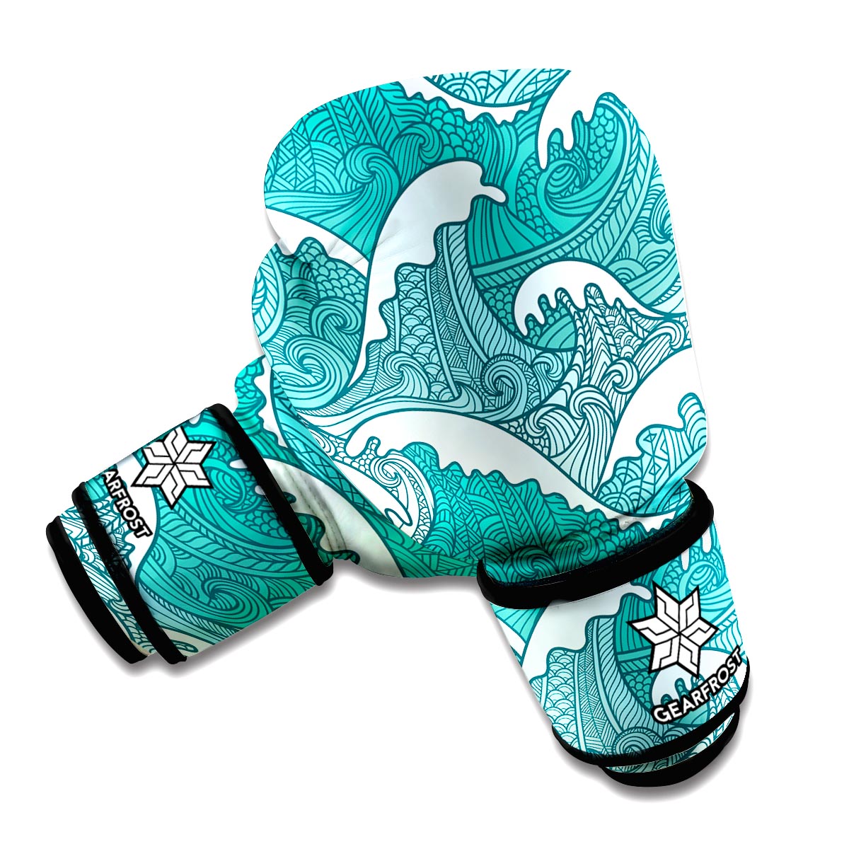 Surfing Wave Pattern Print Boxing Gloves