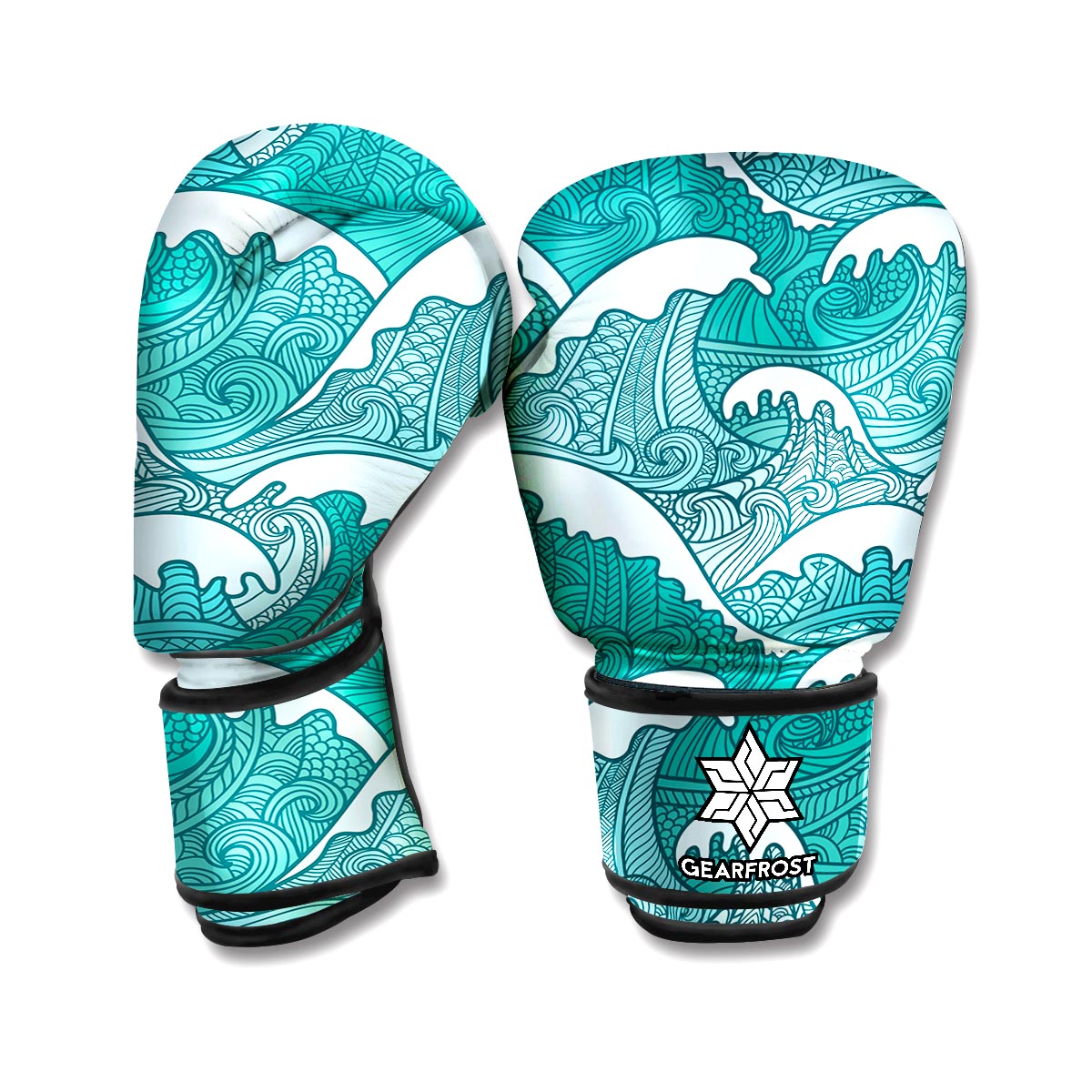 Surfing Wave Pattern Print Boxing Gloves
