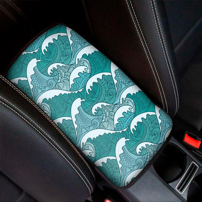 Surfing Wave Pattern Print Car Center Console Cover