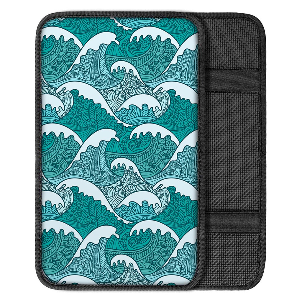 Surfing Wave Pattern Print Car Center Console Cover