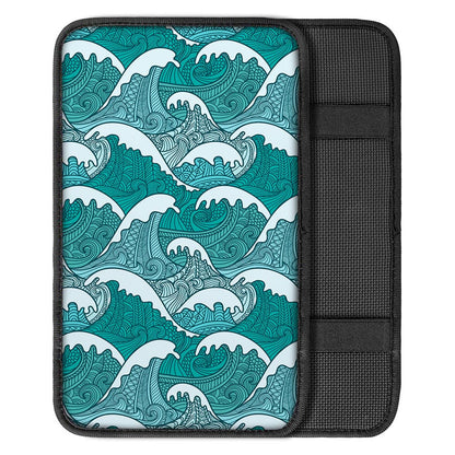 Surfing Wave Pattern Print Car Center Console Cover