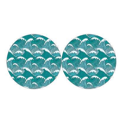 Surfing Wave Pattern Print Car Coasters