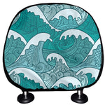Surfing Wave Pattern Print Car Headrest Covers