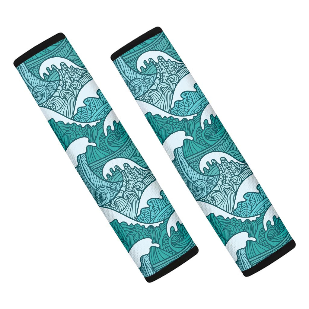 Surfing Wave Pattern Print Car Seat Belt Covers