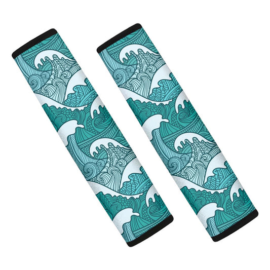Surfing Wave Pattern Print Car Seat Belt Covers