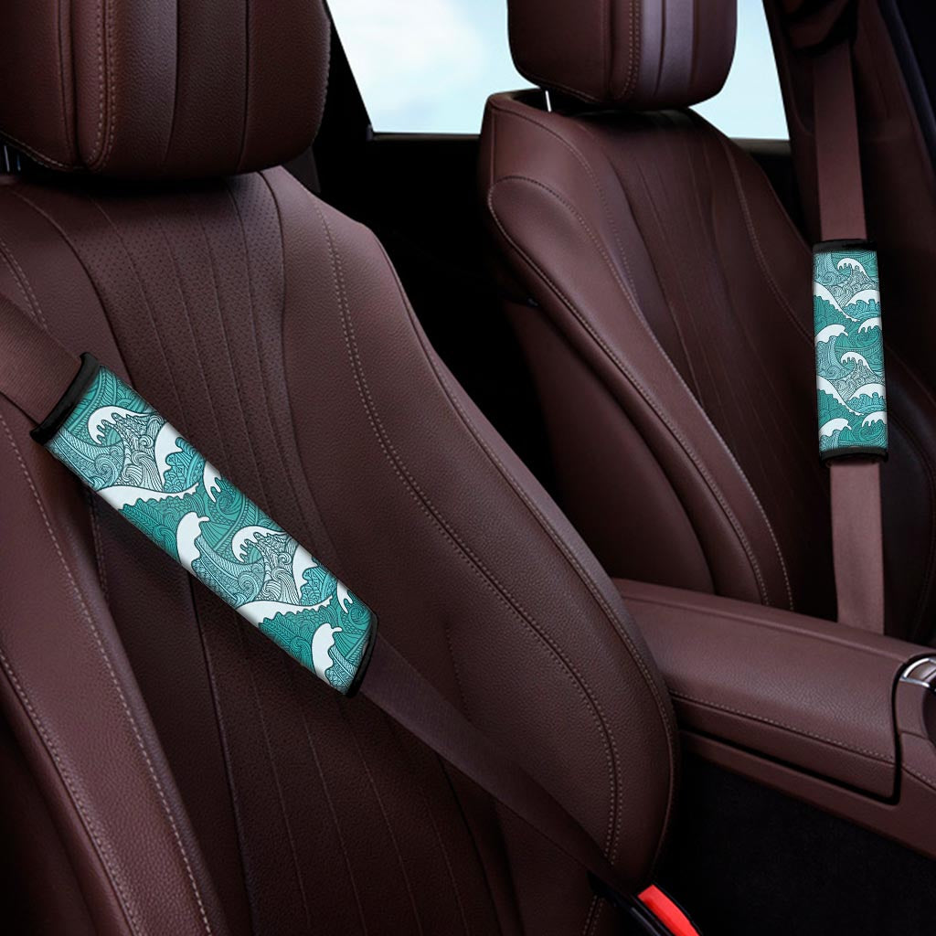 Surfing Wave Pattern Print Car Seat Belt Covers