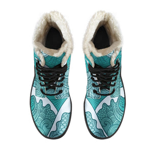 Surfing Wave Pattern Print Comfy Boots GearFrost