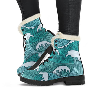 Surfing Wave Pattern Print Comfy Boots GearFrost