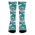 Surfing Wave Pattern Print Crew Socks