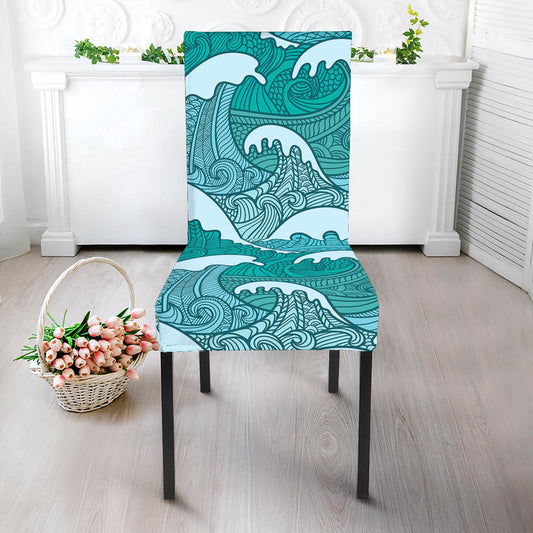 Surfing Wave Pattern Print Dining Chair Slipcover