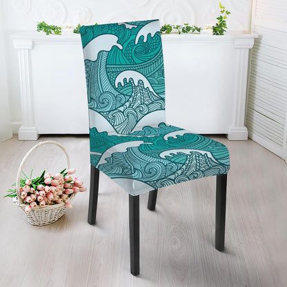 Surfing Wave Pattern Print Dining Chair Slipcover