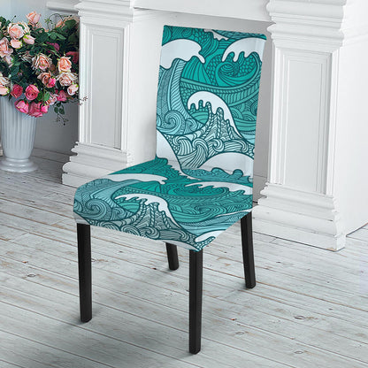 Surfing Wave Pattern Print Dining Chair Slipcover